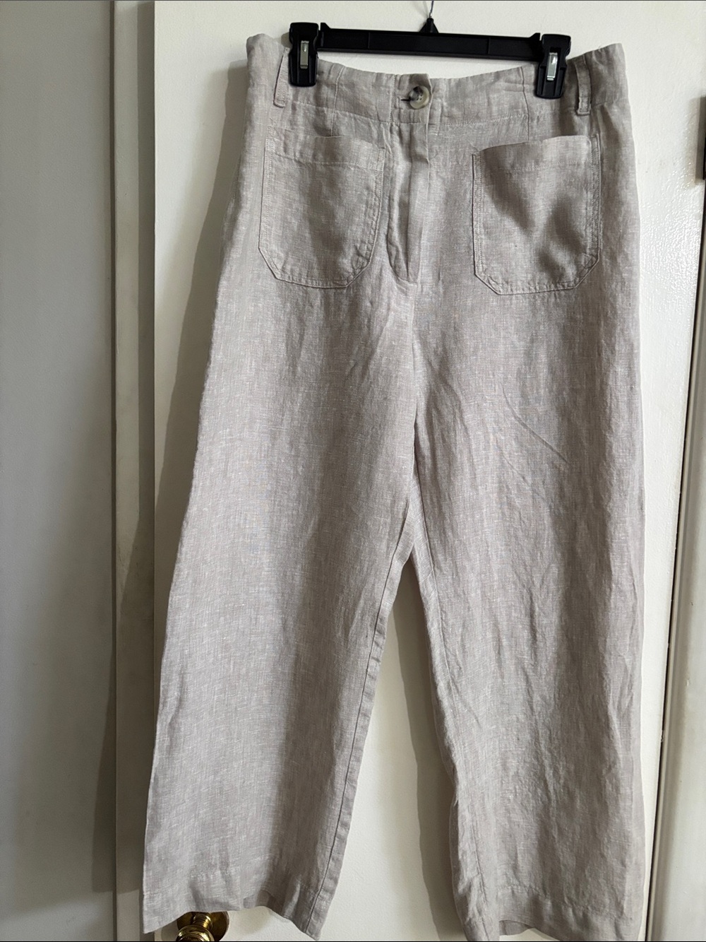 Quince 100% linen wide leg patch pocket pants size 12.